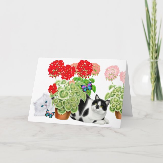 Cartão Butterfly Watching Cats Card (Frente)