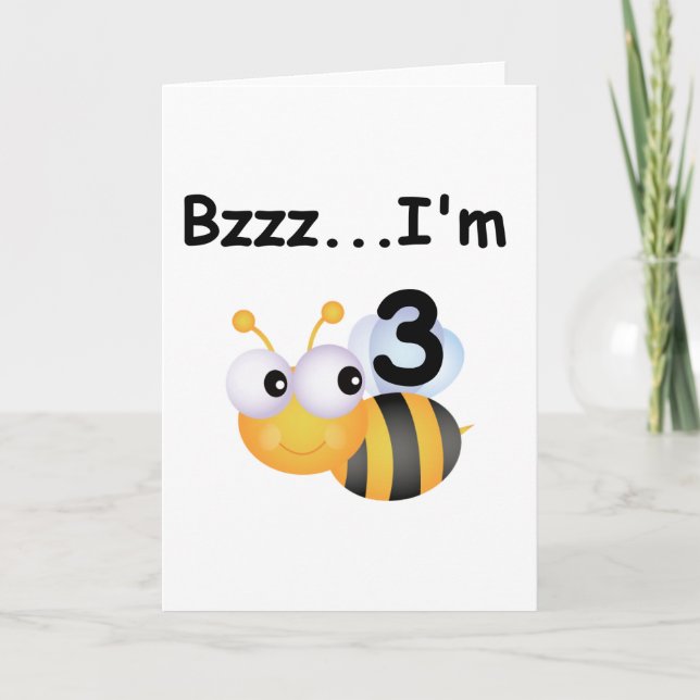 Cartão Buzz Bumblebee aniversário de 3 anos T-shirts e pr (Frente)