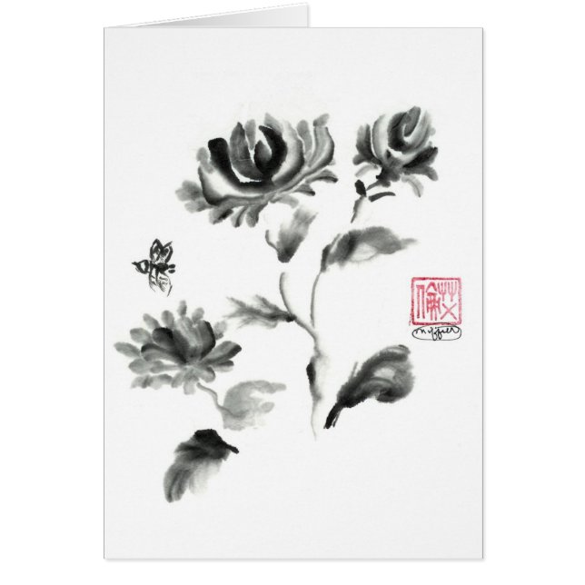 Cartão Buzzz, Sumi-e aumentou com abelha (Frente)