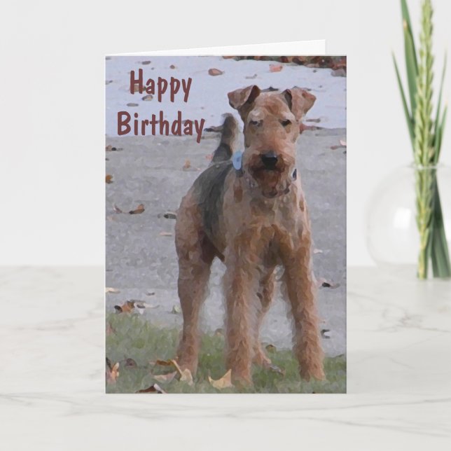 Cartão BV- Cute Airedale Birthday Card (Frente)