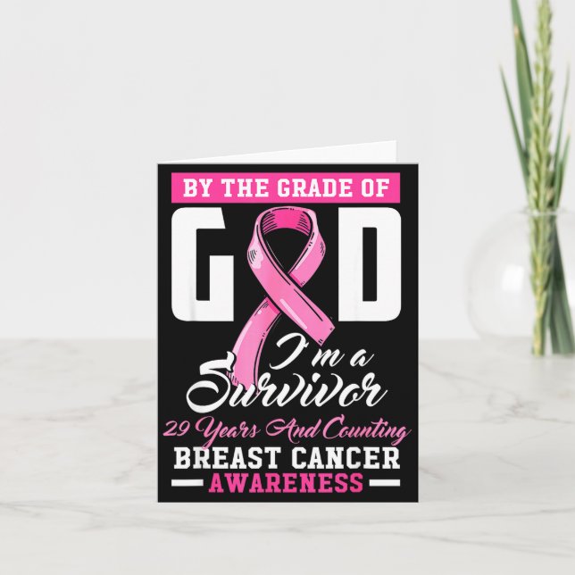 Cartão By The Grace Of God Survivor 29 Year Breast Cancer (Frente)