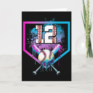 Cartão Bysebyll Drip Aniversário de 12 anos Home Plate Me