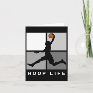 Cartão Bysketbyll Player Saltando Design Hoop Life