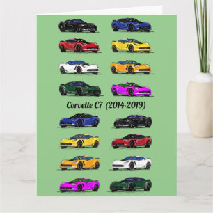 Cartão C7 Corvette Diferentes Carros Desportivos Colorido
