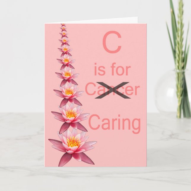 Cartão C IS FOR CARING Cancer support pink ribbon (Frente)