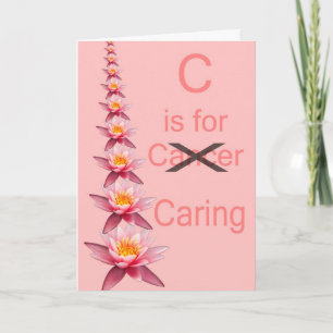 Cartão C IS FOR CARING Cancer support pink ribbon