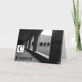 Cartão C is for Cloisters black and white Greeting Card