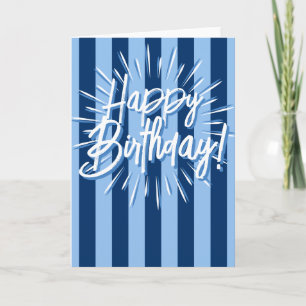 Cartão Cabana strips "Happy Birthday" em azul