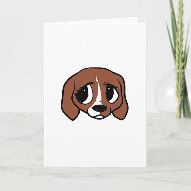 Cartão Cabeça de Cartoon de Beagle (Frente)