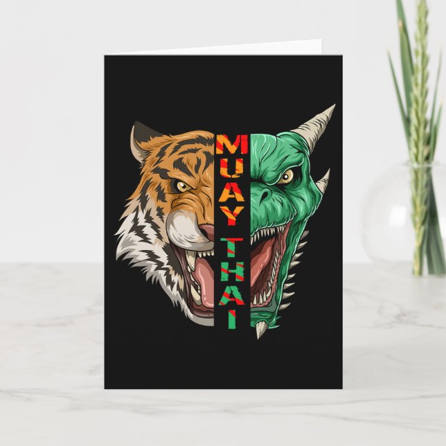 Cartão Cabeça de Dragão e Tigre - Presente de Muay Thai e (Frente)