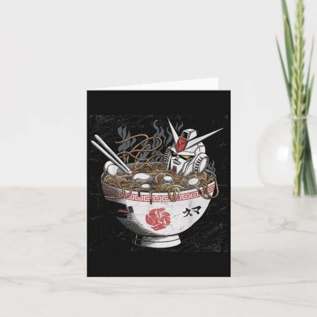 Cartão Cabeça de Robô Mecha Japonesa Arte Anime Ukiyo-e  (Frente)