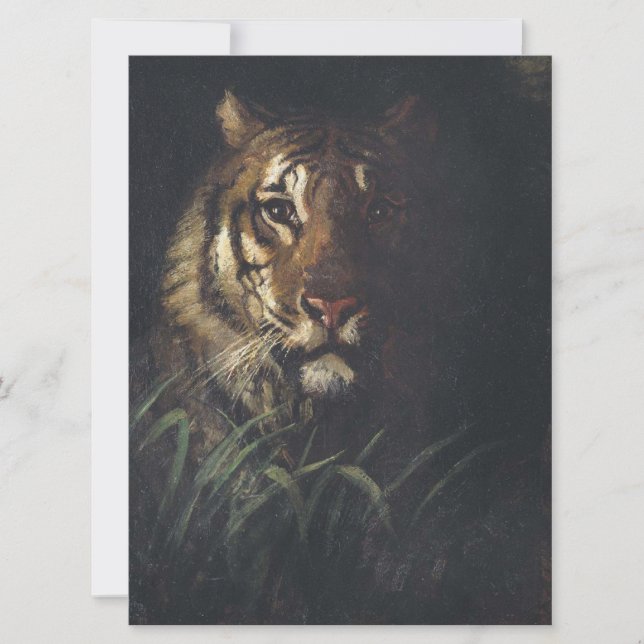 Cartão Cabeça de Tiger (por Abott Handerson Thayer) (Frente)