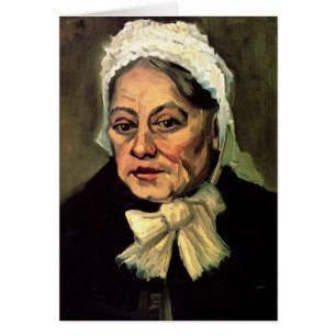 Cartão Cabeça de uma Velha com Gorro Branco por Vincent v