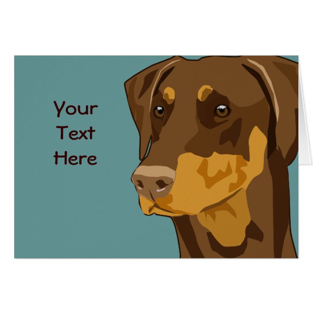 Cartão Cabeça do Doberman, vermelho, Uncropped (Frente Horizontal)