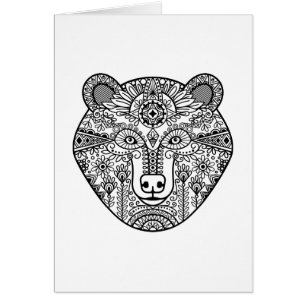 Cartão Cabeça do urso do estilo