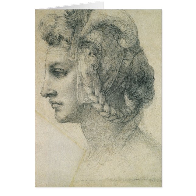 Cartão Cabeça Ideal de uma Mulher de Michelangelo (Frente)
