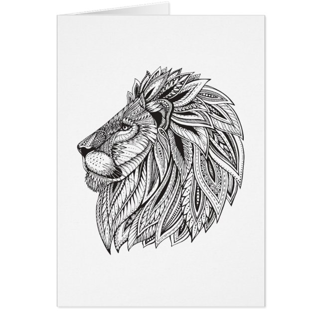 Cartão Cabeça modelada étnica do leão (Frente)