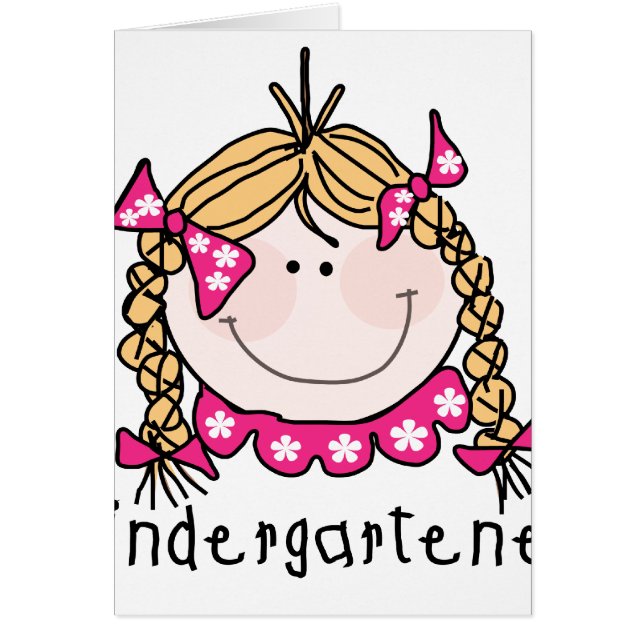 Cartão Cabelo louro da menina do jardim de infância (Frente)