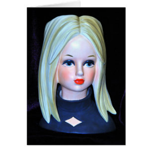 Cartão Cabelo louro da senhora Cabeça Vaso Modificação
