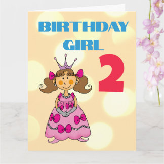 Cartão Cabelo Marrom Personalizado Princesa de 2 Anos de