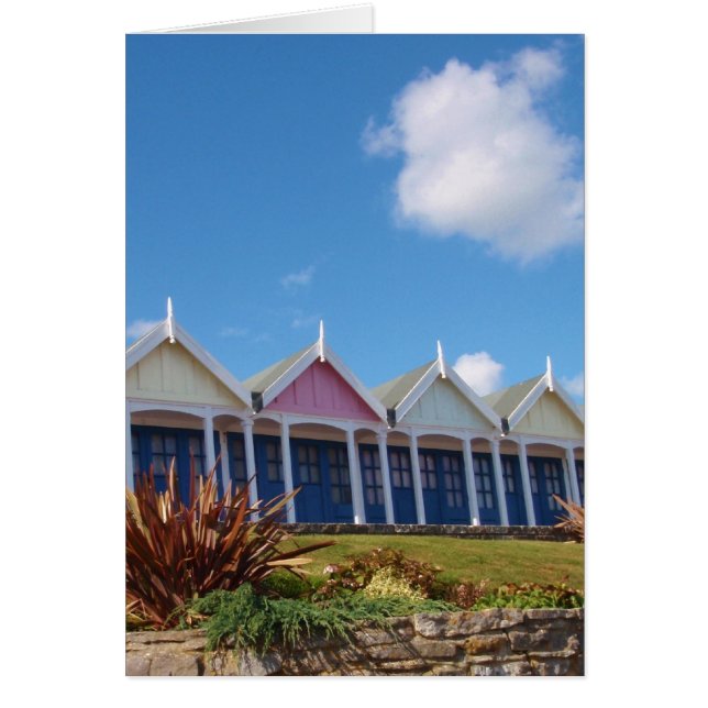 Cartão Cabines de Praia Tradicionais Britânicas (Frente)