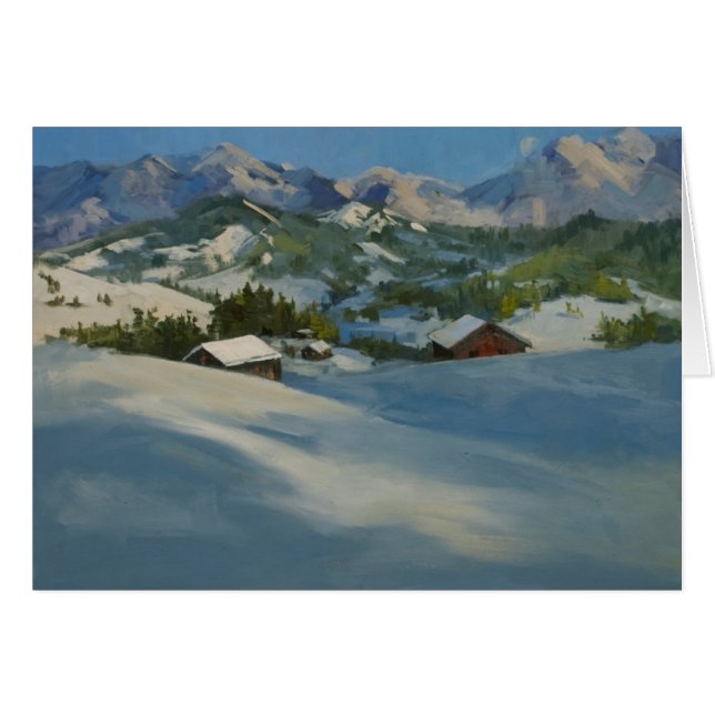 Cartão Cabines do esqui nas montanhas (Frente horizontal)
