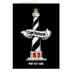 Cartão Cabo Hatteras Farol preto e branco