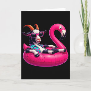 Cartão Cabra de Verão Engraçada Rosa Festa de Piscina Hav