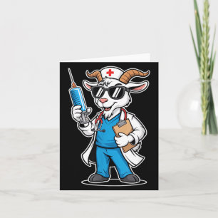 Cartão Cabra Enfermeira Médico Engraçado Seringa Cartoon