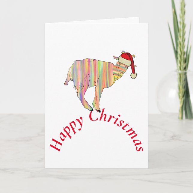 Cartão Cabra Engraçada Feliz Natal (Frente)