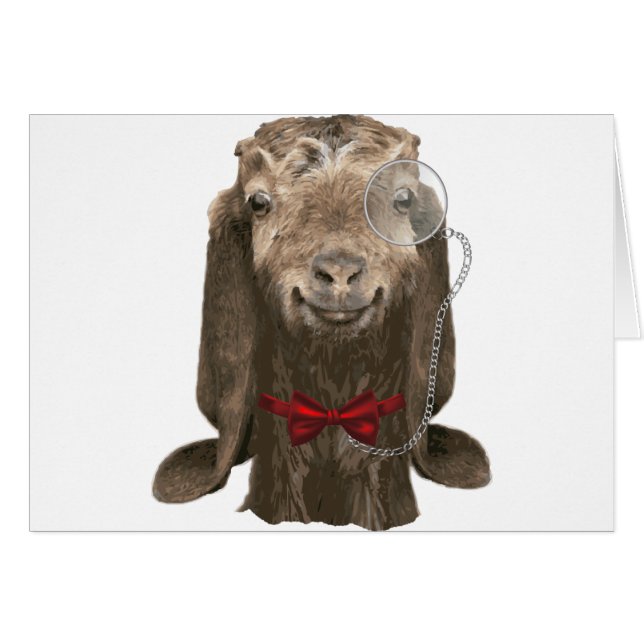 Cartão Cabra Núbia Engraçada Com Monóculo (Frente Horizontal)