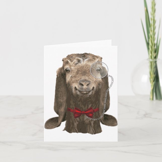 Cartão Cabra Núbia Engraçada Com Monóculo (Frente)