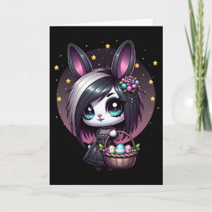 Cartão Caça ao Ovo Emo Easter Bunny Cute Goth Girl Whimsi