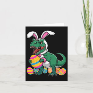 Cartão Caça ao Ovo na Páscoa T Rex Dinossaur Bunny Happy