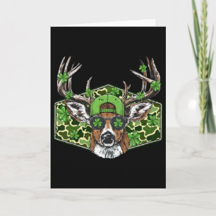 Cartão Caça ao Veado Camuflado Vintage Shamrock Lucky St