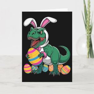 Cartão Caça aos Ovos de Páscoa T Rex Dinossauro Coelho Fe