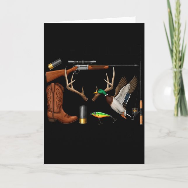 Cartão Caça de veado pato peixe Olá Temporada de caça Cri (Frente)