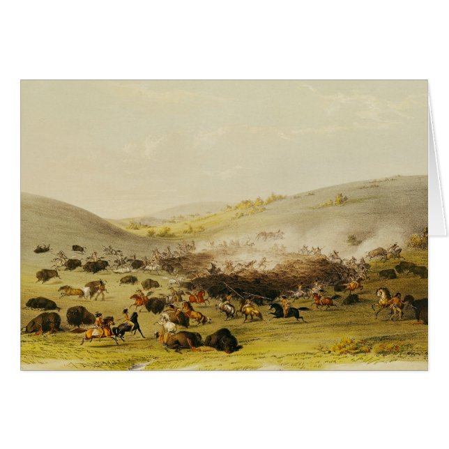 Cartão Caça do búfalo, bordadura, c.1832 (Frente Horizontal)