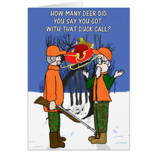 Cartão Caça engraçada do caçador dos cervos do vôo da