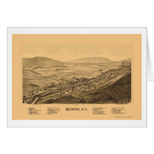 Cartão Caçador, mapa panorâmico de NY - 1890