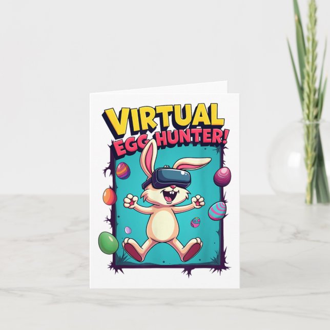 Cartão Caçador Virtual de Ovos - Páscoa Engraçada Do Game (Frente)