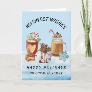 Cartão Cacau Quente Votos de Boas Festas com Monograma 