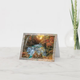 Cartão Cachoeira de outono com texto personalizado