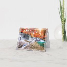 Cartão Cachoeira de outono com texto personalizado