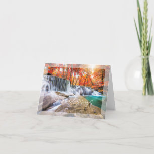 Cartão Cachoeira de outono com texto personalizado