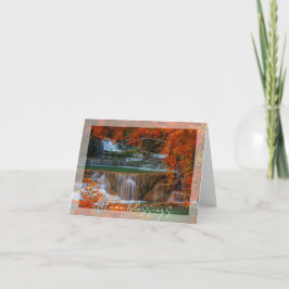 Cartão Cachoeira de outono com texto personalizado