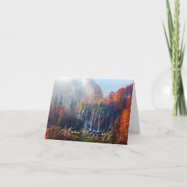 Cartão Cachoeira de outono com texto personalizado
