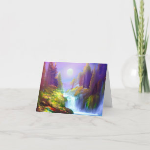 Cartão Cachoeira em aquarela personalizável