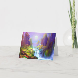 Cartão Cachoeira em aquarela personalizável