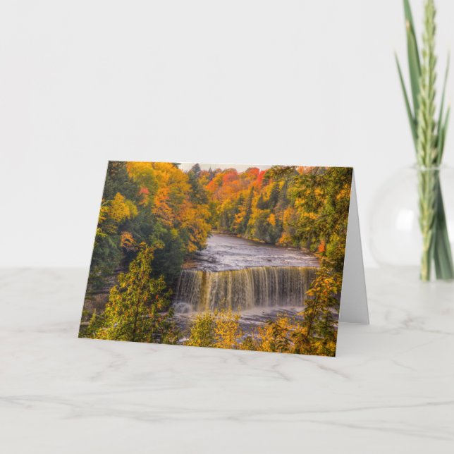 Cartão Cachoeira Superior com Cores de Outono (Frente)